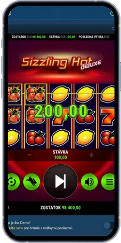 Výhra 200x stávky aktiváciou Scatter hviezdy v Sizzling Hot Deluxe
